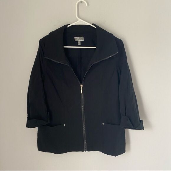 M Collection Women’s 3/4 Sleeve Zipper Front Stretchy Jacket - Picture 1 of 4